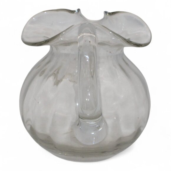 Vintage Clear Glass Pitcher With Wavy Rim & Handle - Picture 2 of 4
